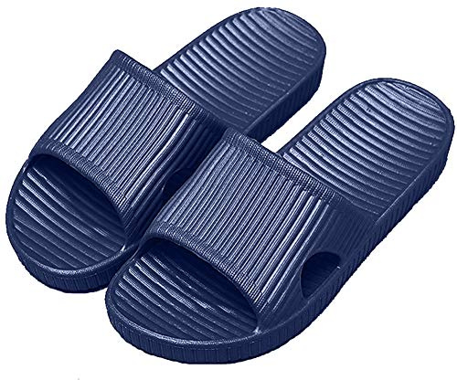 Women And Men Anti-slip Slippers Indoor Use Outdoor Bath Sandal Soft Foam Sole Pool Shoes House Home Slide (Navy Blue, 7.5/8.5 UK)