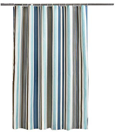 GUOCU Romantisk randig duschdraperi vattentät mögelresistent antibakteriell polyester tvättbar med krokar för badrum ränder 200 x 220 cm