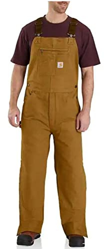 Carhartt Men's Washed Duck Insulated Bib Overall, Carhartt Brown, Large