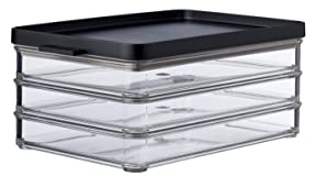 Mepal - Contenedor para Embutidos Omnia con 3 Capas - Caja para Deli - Almacenamiento de Salchichas y Fiambres - 3 Cajas Separadas para Organizar el Frigorífico - 3 x 500 ml – Black