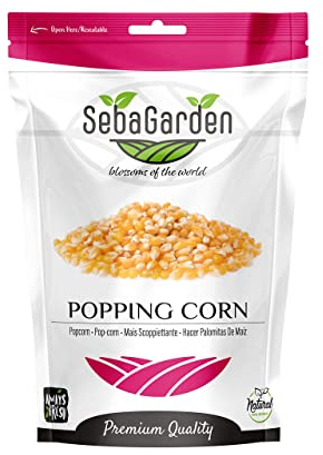 Seba Garden Popcorn Kernels (1 kg) | Vegetarian, Gluten-Free, Healthy Snack | GMO Free, Resealable Ziplock Bag | Perfect for Family, Friends & Date Nights | From Turkey