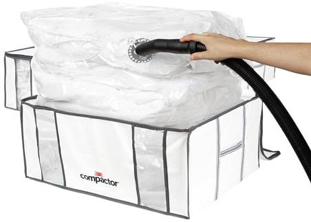 Compactor - Lot de Housses avec Sac sous vide Life XXL, 3 grands coffres, rangement armoire, dressing, déménagement, compatible aspirateur et pompe à vide, compresse couettes, oreillers et vêtements