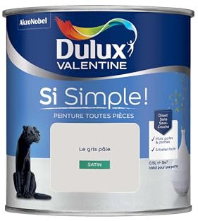 Dulux Valentine Peinture Si Simple Peinture Intérieure Toutes Pièces - Peinture Mur et Plafond, Porte et Plinthe - Couleur : Le Gris Pâle - 0,5 L