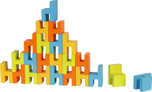 goki 56662 - Balancier- & Stapelspiel Mini-Stühle aus Holz (24 Stück, 3,5 cm) – Geschicklichkeitsspiel für Kinder & Familie – Stapelspiel zur Förderung von Konzentration, Logik & Feinmotorik