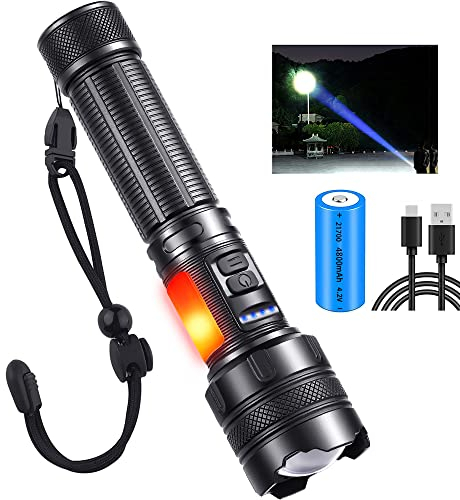 ASORT LED Taschenlampe,Extrem Hell 5000 lumen Klein Taschenlampen,USB Aufladbar Zoombares mit 5 Lichtmodi IP67 Wasserdichte für Camping,Wandern, Angeln, Outdoor (Beta HI)