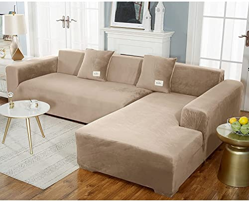 VEAI Velours Housse de Canapé d'angle Extensible 3 4 2 Places avec Accoudoirs Couverture de Canapé, Le Revêtement de Canapé d'angle en Forme de L Doit en Acheter Deux (Color : G, Size : 145-185cm)