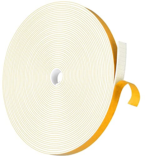 Dichtungsband Selbstklebend für Türen Fenster,12mm(B) x1.5mm(D)/10m(L) Schaumstoff Türdichtung klebeband Gummidichtung Gegen Kalte Zugluft/Anti-Kollision/Schalldichter/Wasserdichter/Staubdicht, Weiß