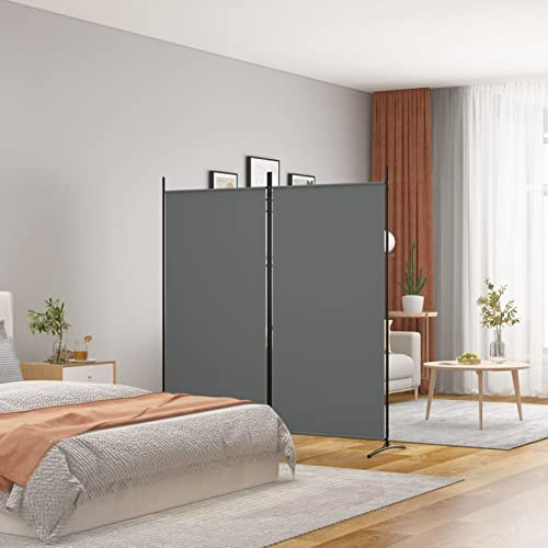Festnight Biombo Separador de 2 Paneles, Decoración Elegante, Separador de Ambientes Plegable, Divisor de Habitaciones, 175 x 180 cm (Gris Antracita)