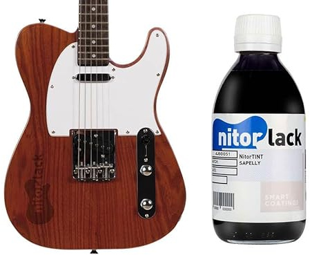 Gitarren Beize/Woodstain Sapelly Mahogany/Mahagoni auf Nitrobasis 250 ml Flasche