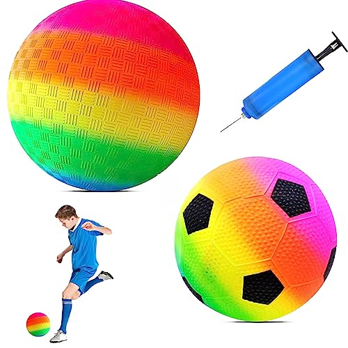 TZQFROCE 2 Pezzi Palline Arcobaleno PVC Pallone Spiaggia Arcobaleno Bambini Pallone da Spiaggia Palla Morbida PVC Arcobaleno Bambini Giocare a Palla per interni ed esterni