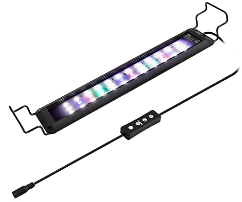 hygger Aquarium Beleuchtung, Vollspektrum Aquarium Licht mit LCD Monitor, 11W RGB LED Aquarium Beleuchtung mit 10 Helligkeitsstufen, Einstellbarer Timer,3 Modus für 30-48cm Süßwasser Aquarien