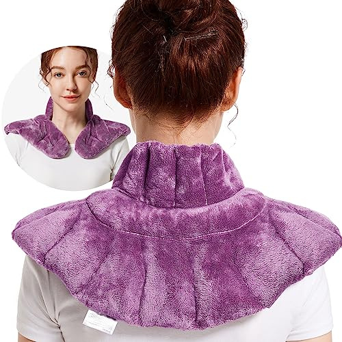 RelaxCoo Wärmekissen für Nacken, Schultern und Rücken – gewichteter Nackenwärmer mit feuchter Hitze, violett, Lavendelduft