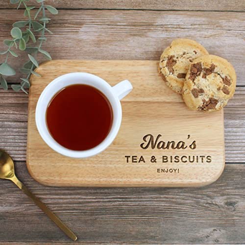 eBuyGB Personalised Nana's Tea & Biscuits Board, Wooden Treat Board, Snack Tray, Mother's Day Gift for Nana, Birthday Gifts for Her
