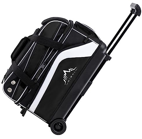 GoHimal Sac de bowling à double rouleau à 2 balles avec compartiment séparé pour chaussures de bowling (jusqu'à la taille 48) et une grande poche multifonction pour accessoires, tissu amélioré