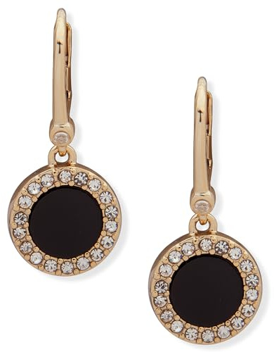 DKNY Damen Tropfenohrringe in Gold und Schwarz mit Kristallsteinen, 60510263