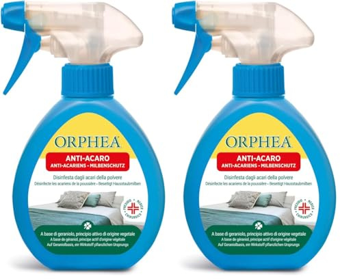 Orphea Salvalana Antiacaro, Spray Disinfestante da Usare in Camere da Letto, su Materassi, Cuscini, Divani e Coperte. Non Macchia, Profumato, 150 ml (Confezione da 2)
