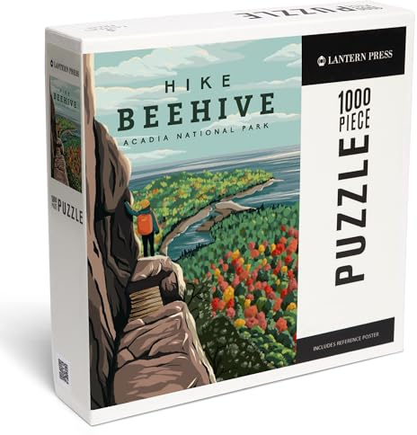 Acadia National Park, Maine, Hike Beehive, Fall, Illustration (1000 Piece Puzzle, Challenging Jigsaw Puzzle for Adults, Made in USA)