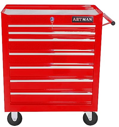 nifoti 7 Drawers Rolling Tool Cart on Wheels, Trolley Organizer Tool Case Chest, Multifunctional Tool Storage Box for Workshop, Garage, Warehouse, Repair Shop (7 Drawers-29.9 H-Red)