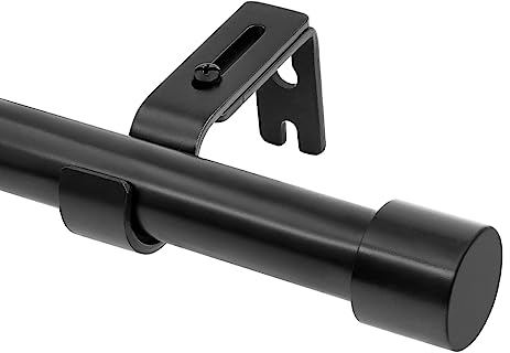 Vailge Gardinenstange Ausziehbar Schwarz, 80-380cm Länge, Ø 25mm Rohr, Vorhangstange mit Dekorativen Kappen, Gardienenstangenset mit Verstellbaren Halterungen für Schlafzimmer Wohnzimmer Fenster
