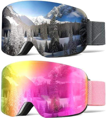 NSSIW Ski Goggles for Men Women Youth, OTG Snowboard Goggles/Snow Goggles with UV Protection and Anti Fog Over Glasses