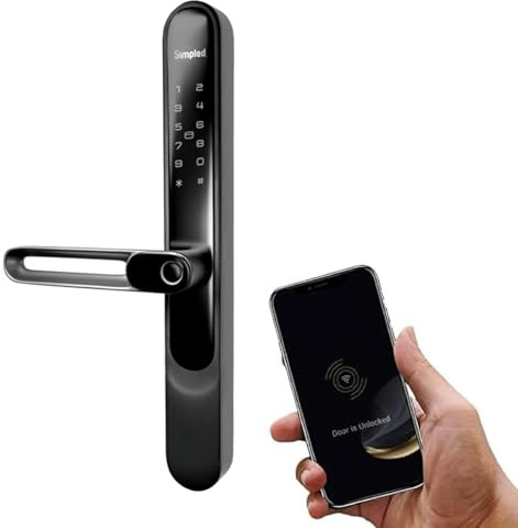 Simpled SS-SP Weatherproof SlimSeries Smart Lock Touch, 7-in-1, Fingerprint Keyless Security Entry Door Lock, Bluetooth Electronic Deadbolt, Smartphone Access - Designed for the UK Weather, Matt Black