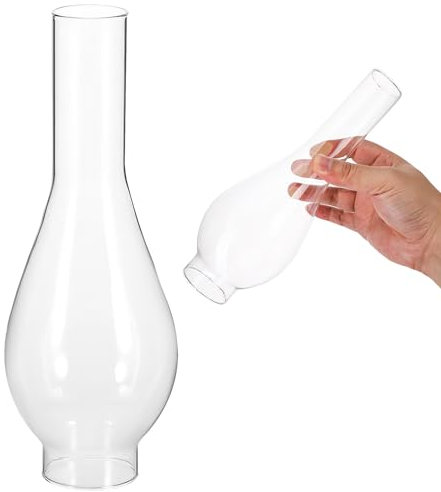 LIFKOME Vintage Long Oil Lamp Glass Chimney Shade Clear Kerosene Lamp Cover for Indoor Lighting Replacement 9.65 Inch