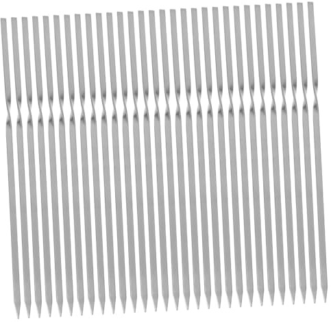 Sosoport Brochetas Anchas Reutilizables De Acero Inoxidable Para Asar Parrilla Brochetas Para Barbacoa Pinchos Morunos De Acero Accesorios Para Asar