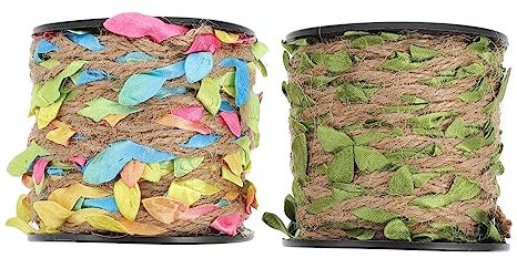 NUOBESTY 2 Rollen Simuliertes Hanfseil und Rattan Kunstpflanzen dekorative Seile Schleife Pflanzendekor geflochtenes Hanfseil Simulation hinterlässt Hanfseile natürlich schmücken Zubehör