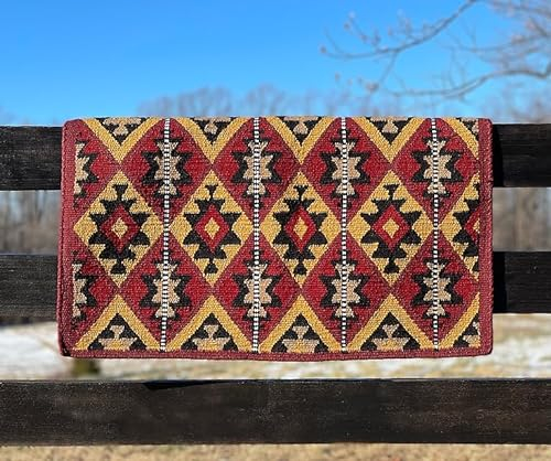 EQUIGEAR Western Ranch Horse Satteldecke aus neuseeländischer Wolle, Western-Design, handgefertigte Satteldecke, Wollpolster, Sensor Flex (Anpassung möglich), SD46 (34 x 33)