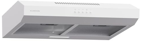 Klarstein hotte aspirante 60 cm, Hotte d'extraction avec filtre en aluminium compatible lave-vaisselle, évacuation d'air silencieuse, débit d'air de 200 m³/h, hottes murales efficaces avec LED