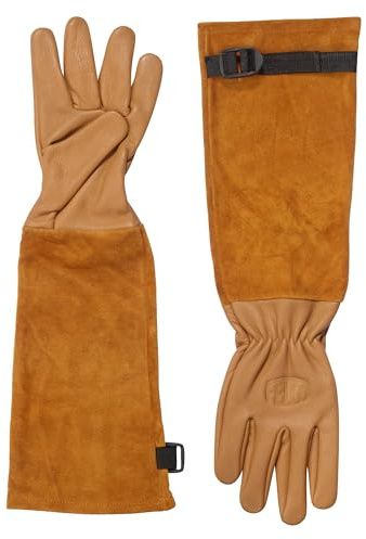 FELCO Rose-Handschuhe Modell 705 – kleine Premium-Lederhandschuhe, durchstichfeste Lederhandschuhe, Wildleder, Gantlet-Schnitt, Rosenschnitt, Schneiden, Schneiden, Gartenarbeiter, Floristen, Gärtner,