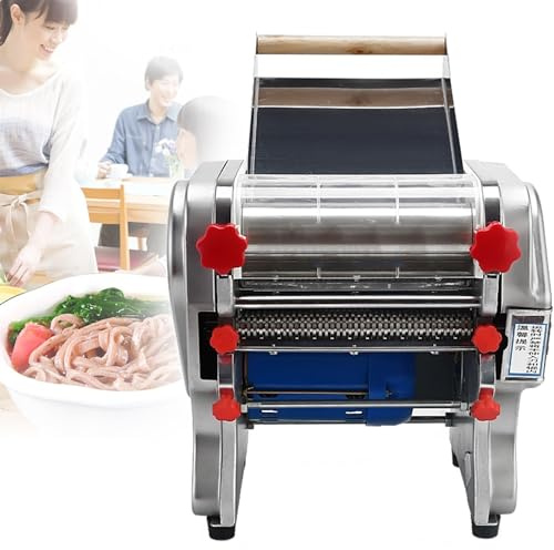 Qiang Macchina Pasta Professionale,Sfogliatrice Elettrica con 2 Lame (3mm Fine,9mm Piatte E 2mm Fine,6mm Piatte),0.3-20mm Gradi di Spessore Regolabili per Spaghetti,Lasagne,Tagliolini,FKM-240