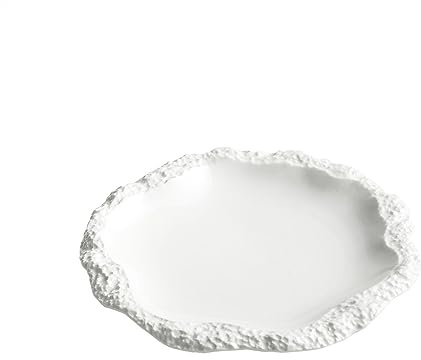Assiettes Plates Assiette de jupe à motif de roche Assiette de fruits Assiette de collation Assiette de légumes Ménage Assiette plate en céramique blanche Assiette peu profonde Vaisselle de cuisine d'