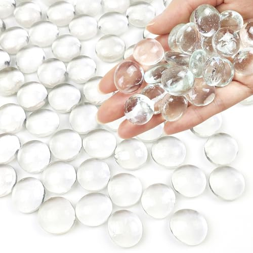 FANTIAN 400 pcs Clear Glass Beads for Vases, 1.8 kg Glass Pebbles for Vase | Glass Stone Flat Marble for Vase, Plant Pot, Aquarium Fish Tank, Candle, Garden, Wedding Decoration, Bird Fountain, Hold Stem