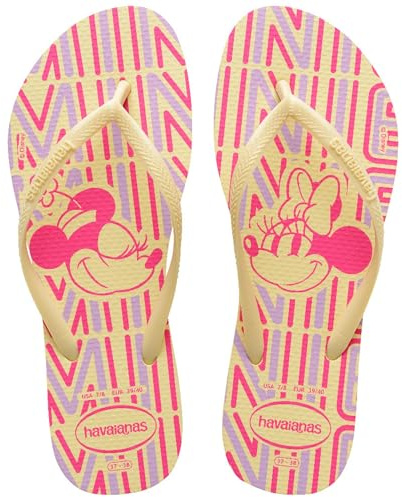 Havaianas - Slim Disney Stylish, Infradito Comode, Leggere E Alla Moda, Con Disegni Disney, Cinghie Sottili E Suola Antiscivolo, Donna, Buttercream, 37/38 EU