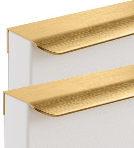 FQFLXY6589 Versteckter Türgriff Schrankgriffe Modernes Möbelgriffe,Unsichtbare Schubladengriff für Küchenschränke,Kleiderschrank,Tür,Schubladen,Aluminiumlegierungsgriff,2 Stück (120mm,Gold gebürstet)