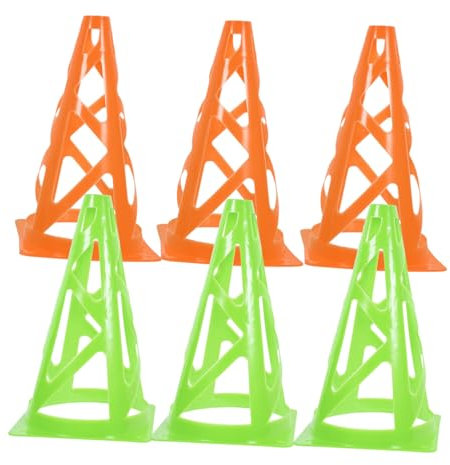 TOGEVAL 6stücke Agility Marker Cones Für Fußballtraining Sportkegel Grün Und Orange Für Geschicklichkeitstraining Und Roller-Skating-übungen