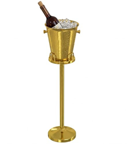 Ice Bucket with Stand, 5L 201 Stainless Steel Champagne Cooler Chiller