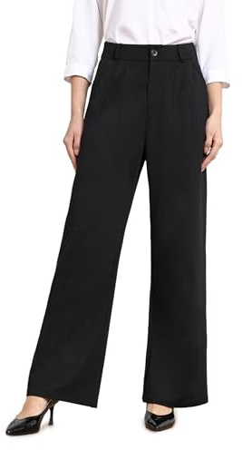 Bamans Damen Anzughose Business Weite Stoffhose Elegant Wide Leg High Waist Hose Elastischer Mit Tasche