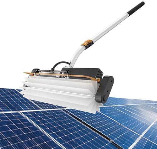 QFGain Spazzola A Rullo per La Pulizia di Pannelli Solari Fotovoltaici Elettrici, Attrezzatura per Il Lavaggio di Finestre Esterne con Asta di Prolunga, Pulitore Automatico Professionale,Dual