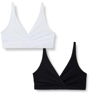 Amazon Essentials Reggiseno per Allattamento in Microfibra Effetto Pesca Donna, Confezione da 2, Nero/Bianco, M