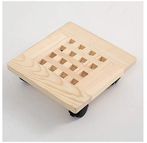 Carrello per piante quadrato con ruote girevoli, carrello per piante da interno in legno per esterni, carrello per vasi da fiori da giardino di grandi dimensioni su ruote, carrello per piante resisten