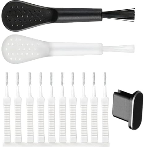 Duvcoywae Kit De Limpieza De Teléfono Celular, Kit De Cepillo para Limpiar El Puerto De Carga del Teléfono, Pequeñas Herramientas De Limpieza con Tapón Antipolvo para Altavoz Y Auriculares