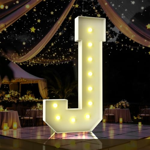 Leuchtbuchstabe für Festzelt, 122 cm, großes LED-Schild für Party, Geburtstag, Abschlussfeier, Abschlussball, Babyparty (Buchstabe J)