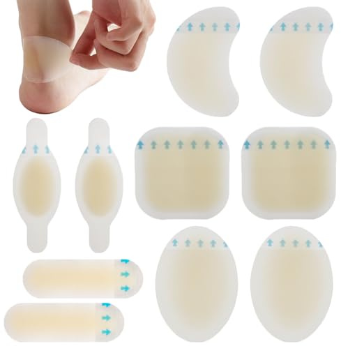10 Stück Blasenpflaster Ferse Hydrokolloid Pflaster set-Verband transparenter Stärke Schutz für Ferse und Zehen Variety Pack