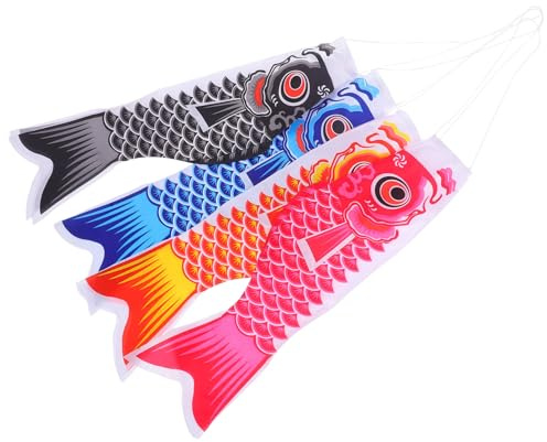 TOYANDONA 4pcs Japanese Carp Streamer Fish Flags Windsocks Outdoor Hanging Decorative Garden Decors for Japanese Garden