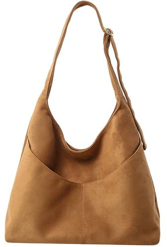 Myhozee Wildleder Handtasche Damen Shopper Tasche Vielseitig Uni Tasche Taschen Schultertasche Hobo Bag Umhängetasche Schule Damen-Schultertaschen Beuteltasche