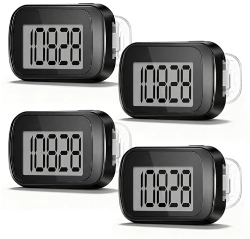 4 Pack Pedometer for Walking, Simple Step Counter 3D Pedometer with Removable Clip and Lanyard, Step Tracker with Large Digital Display, Accurate Step Tracking for Men Women Kids