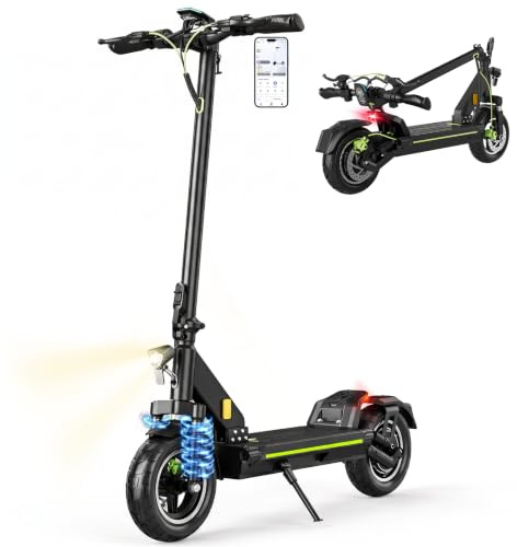 E Scooter mit Straßenzulassung D-Serie, 55-100 km Reichweite, 500W Motor | Straßenzulassung (ABE), App Bluetooth, 10-Zoll-Geländereifen, IPX5 wasserdicht, BMS-Batterie, 150 kg Tragfähigkeit