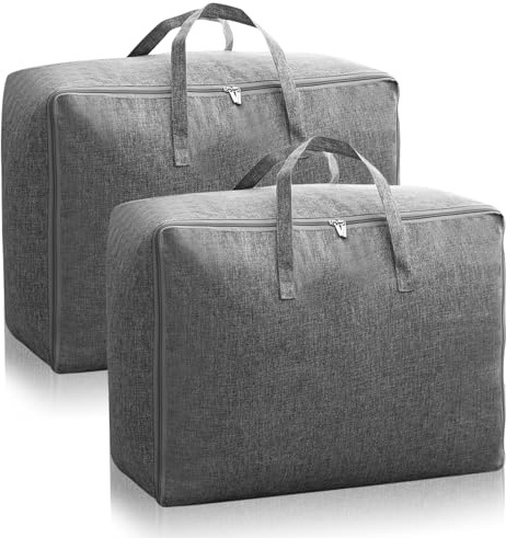 TFLPUO 2 Stück Aufbewahrungstasche, 105L Aufbewahrungsbox Unterbett Aufbewahrung Aufbewahrungstasche Groß mit Reißverschluss Storage Bag für Bettwäsche Kleidung Bettdecken Klamotten 50x30x70cm